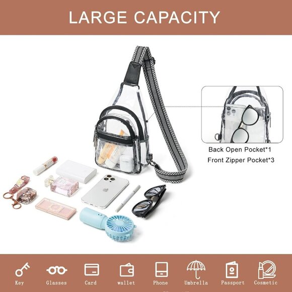 Clear Sling Bag - Stadium Approved Purse Backpack Crossbody Fanny Pack for Women - Picture 5 of 9